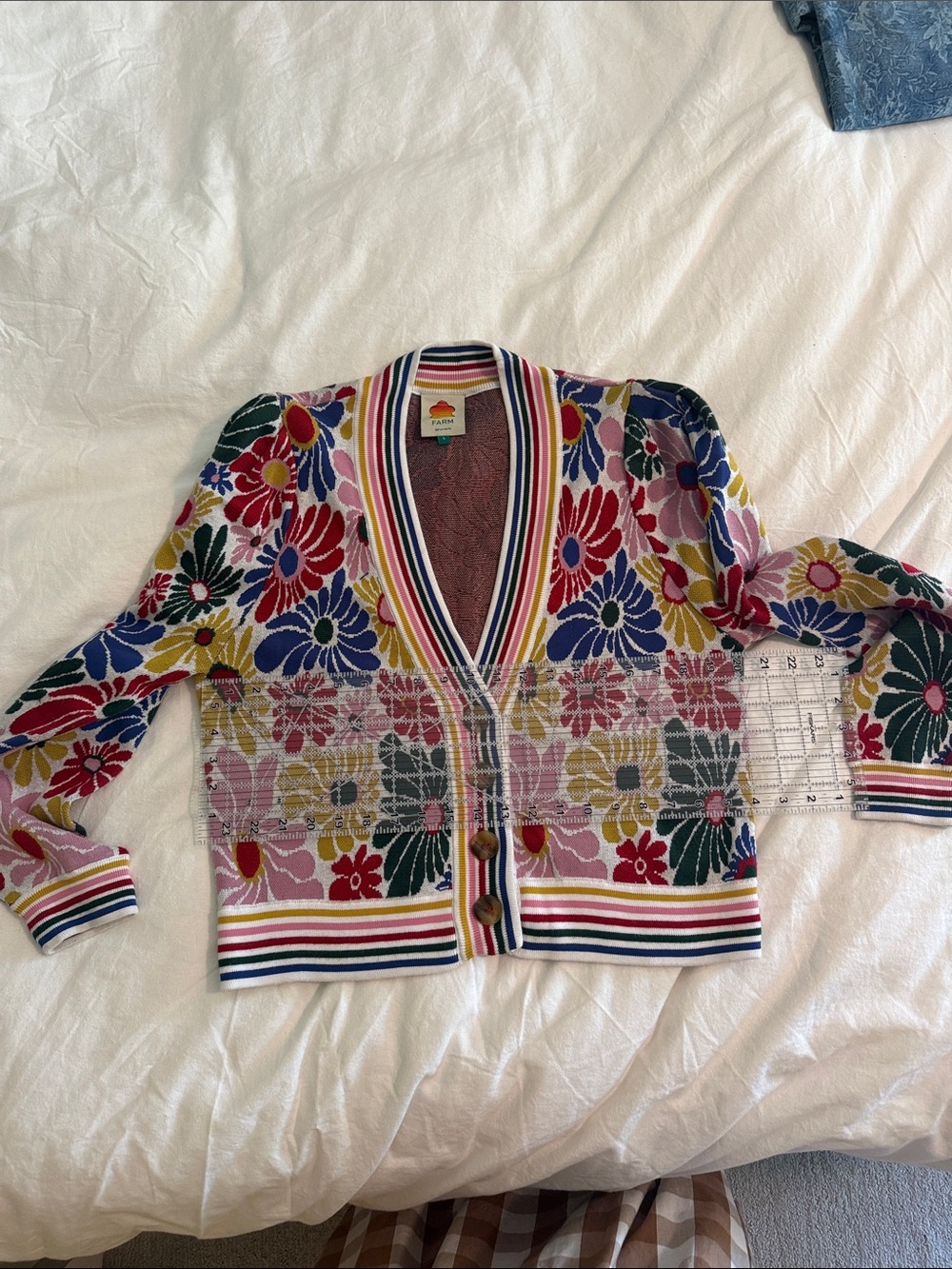 Farm Rio Sunny Daisies Floral Jacquard Cardigan - Picture 6 of 6